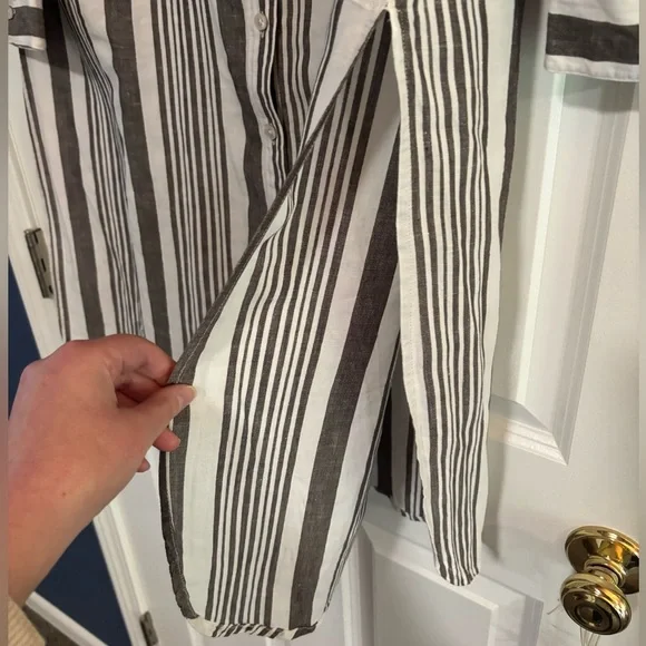 Chico’s Linen Blend Striped Long Shirt/dress, size 12 (Chico’s 2) - Picture 6 of 8